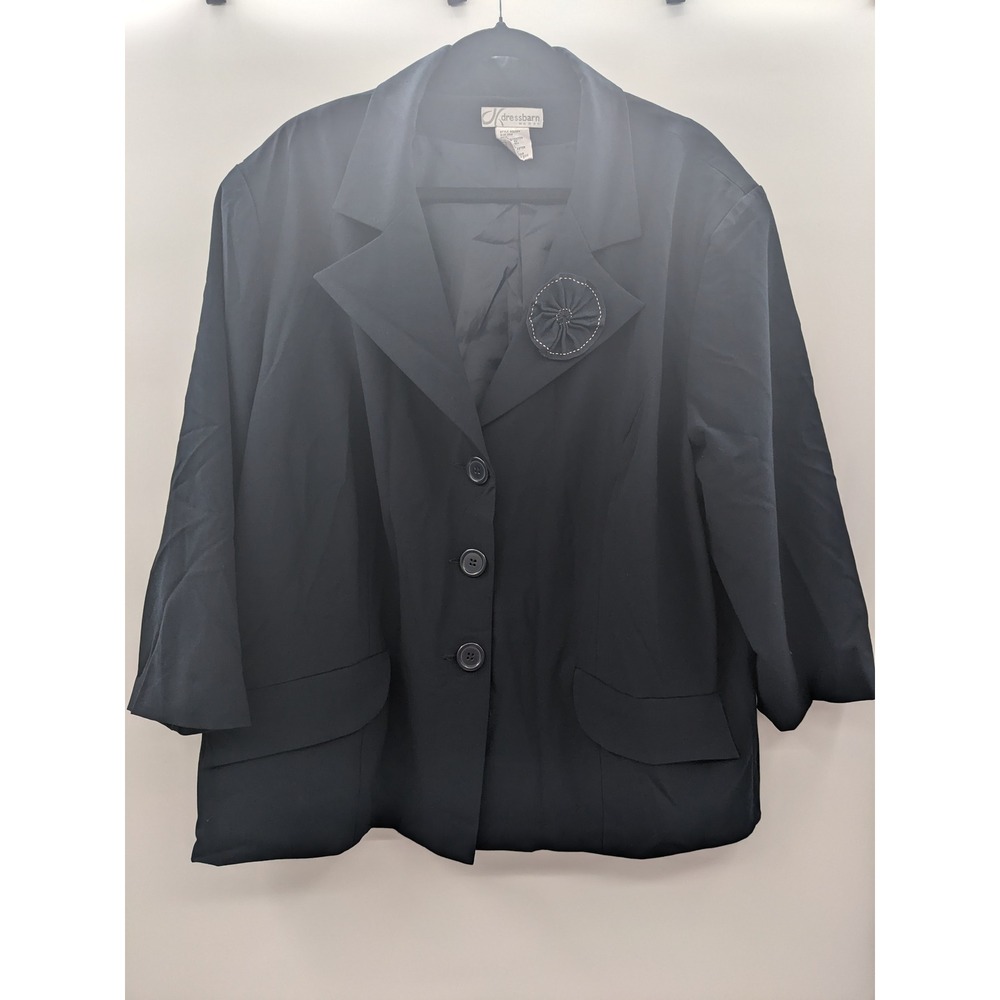 Dressbarn Woman Vintage Navy Blue Rosette Blazer Jacket Plus Size 24W 96239K